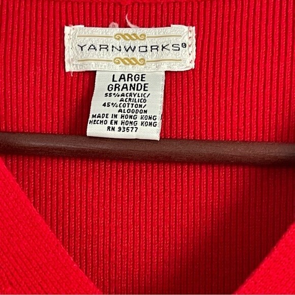 Women’s Yarnwork Red Short Sleeve Knit Top Sz Large Red - Picture 2 of 3